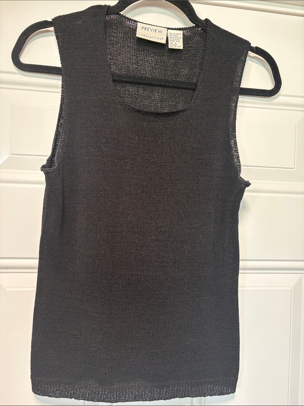 Preview Collection Black Fine Knit Sleeveless Tank Top - Size Large (Like New)